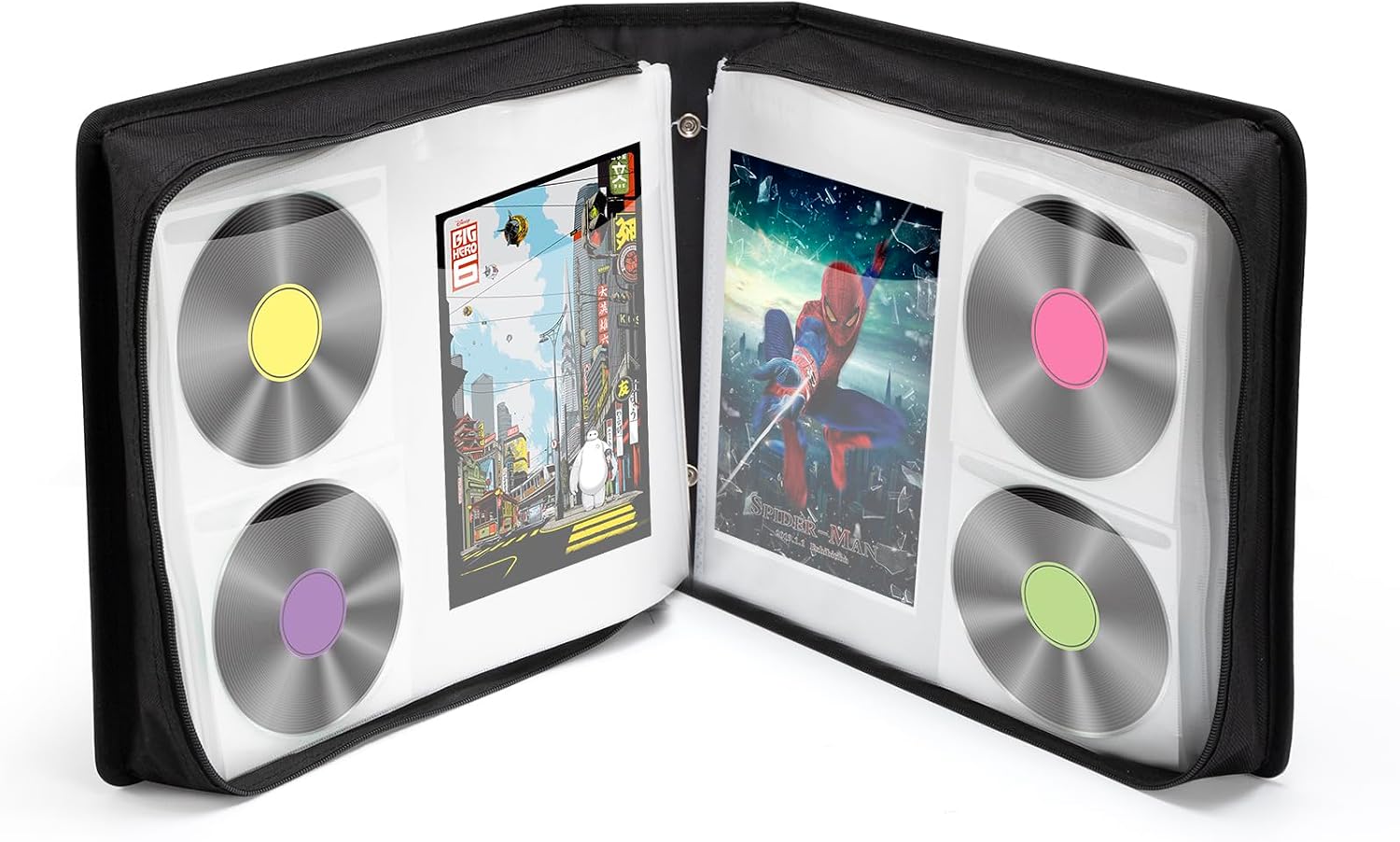LIOVODE DVD Case 200 DVDs and 100 Booklets Capacity, CD/Blu-ray Storage Binder Case with Booklet Inserts Media Organizer Holder Black Blu ray Wallet for Car (200 Capacity)