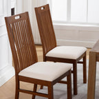CIMOTA Walnut Wood Dining Chairs Set of 2, Farmhouse Wooden Kitchen Chairs with Spindle Slat High Back/Upholstered Seat Traditional Windsor Side Chairs for Dining Room/Living Room/Restaurant