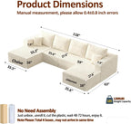 118" U-Shaped Modular Sectional Sofa Set,Soft Corduroy Cloud Couch with Chaise & Ottoman,Deep Seat Couches for Living Room,No-Assembly - Beige (Left Facing Chaise)