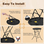 32" Round Folding Table, Portable Bar Height Folding Table with Detachable Legs, Round Foldable Table with HDPE Top for Standing Parties, Balcony, Event, Indoor Outdoor Use (Black, 2 Pack)