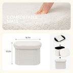 PINPLUS Storage Ottoman Boulce Tufted Oval Small Ottomans Bench Foot Rest with Storage, 16.1"x12.2"x12.2" (White)