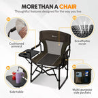 Directors Chair Foldable with Side Table, 400lb Heavy Duty for Adults Outdoor, Folding Camping Chair for Sideline Sports, Fishing, Patio, Lawn, Picnic, Beach, 1-Pack Brown