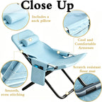 Reinforced Support Beach Chair, Soft Skin Friendly Fabric(Sky Blue)