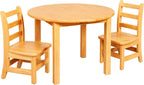 ECR4Kids 30in D Round Hardwood Table with 20in Legs and Two 10in Chairs, Kids Furniture, Honey, 3-Piece | Durable rubberwood, GREENGUARD Gold Certified, ANSI/BIFMA Compliant, 2-4 years, 74 lb seat capacity, classroom & home use