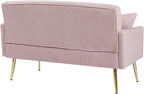 hansones Modern Velvet Armchair with Gold Metal Legs and Side Pockets, Tufted Backrest, Perfect for Living Room, Bedroom Or Office (32.6" Pink)