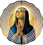 Virgin Mary Prayer Wind Spinner, Metal Wind Spinners Outdoor Indoor, Religious Virgin Mary Hanging Garden Decor for Outside, Stainless Wind Spinners for Yard and Garden 10 inch 3D (25.76X25 CM)
