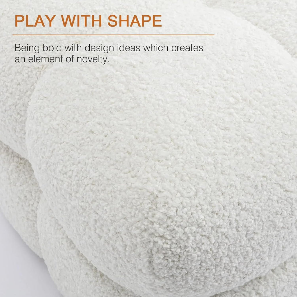 Zesthouse Square Pouf Ottomans Set of 2, Modern Backless Vanity Stool for Bedroom, White Fuzzy Foot Rest for Couch, Upholstered Tufted Footstool, Sherpa Fabric Ottoman Coffee Table for Living Room