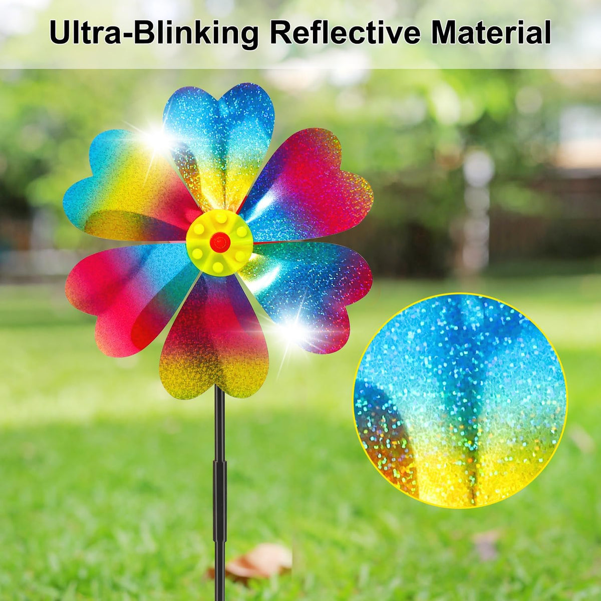 4PCS Wind Spinners for Yard and Garden, Sparkly Lawn Yard Decorations Pinwheels Colorful Whirligigs Windmill for Christmas Outdoor Decor (Sparkly)