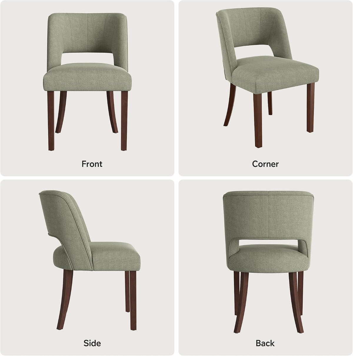 Dining Chairs Set of 6,Modern Dining Room Chairs with Thick Cushions,Linen Upholstered Kitchen Dining Chairs with Wood Legs for Kitchen Dining Room Living Room,Green