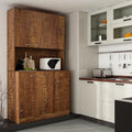 71" Kitchen Pantry Cabinets with Microwave Stand, 6 Doors & 3 Adjustable Shelves, Freestanding China Cabinet Hutch, Buffet Cabinet with Storage, Walnut