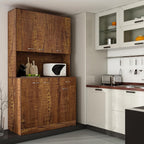 71" Kitchen Pantry Cabinets with Microwave Stand, 6 Doors & 3 Adjustable Shelves, Freestanding China Cabinet Hutch, Buffet Cabinet with Storage, Walnut