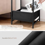 Small End Tables Set of 2, 2 Tier Side Tables with Fabric Storage Basket, Nightstands for Living Room, Bedroom, Office and Small Spaces, Black