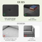 GRUSIGN 118'' Modular Sofa,Sectional Couch for Living Room | Tufted Oversized L Shape Deep Seat Couch with Ottoman & 3 Throw Pillows,Corduroy Cloud Couch,Dark Grey