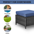 Belord Outdoor Furniture Ottoman Set of 2 Patio Seating Footstool All-Weather Rattan Wicker Ottoman Seat with Soft Cushions for Patio Furniture Set