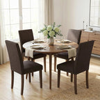 TLSUNNY Upholstered Dining Chairs Set of 2/4, Tufted Parsons Design with Nail Head Trim, Solid Wood Legs and Padded Seat, Comfortable Fabric for Dining Room, Kitchen (Brown, Set of 4)