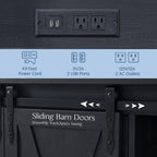 Wnutrees Farmhouse Coffee Bar Cabinet with Charging Station and USB, Black | 39" Kitchen Hutch Sideboard Buffet with Sliding Barn Door, Storage Cabinet for Dining Living Room