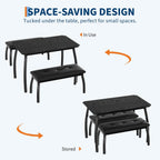 GAOMON Dining Table Set for 4, 3-Piece Wooden Kitchen Table with 2 Upholstered Benches, Space-Saving Dinette Set for Restaurant, Studio, Dining Room, Home Kitchen, Gray (Black, 2 Chairs)