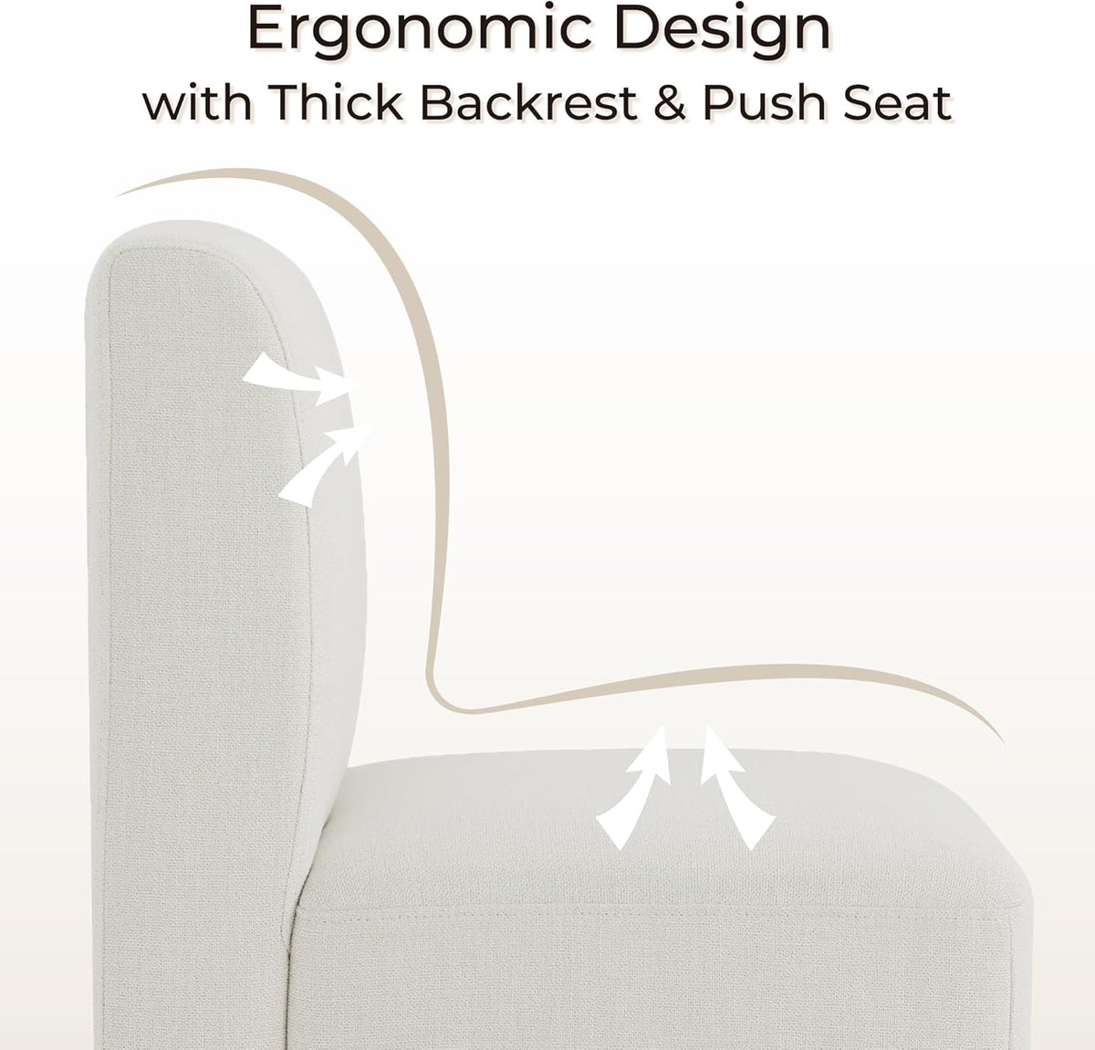 CHITA Dining Chairs with Casters Set of 4, Fully Assembled, Linen | FSC Certified Upholstered Armless Modern Rolling Dining Chairs with Rollers for Bedroom Reading Room Living Room
