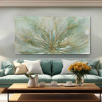 YJYart Green Flowers Canvas Wall Art Modern Paintings with Gold Foil Abstract Nature Wall Decorations for Home Office Living Room Bedroom 24" x 48"