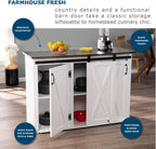 SEI Furniture - Leshire Barn-Door Kitchen Island - Transitional Design, Brown Finish - Ideal for Kitchen, Dining Room (KA1068861)