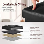 Storage Ottoman, Upgraded 17" High Folding Foot Stools Ottoman Dorm, Black | Ottoman Foot Rest with Thicker Foam Padded Seat, Leather Small Ottoman Bench for Living Room Bedroom Coffee Table, 17x13x17in