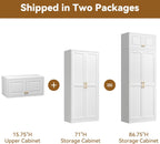 Polup 86" Tall Metal Kitchen Pantry Storage Cabinet with Doors and Shelves