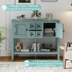 Giantex Sideboard Buffet Cabinet with Storage, 42’’ Wood Credenza, Accent Coffee Bar Cabinet with Open Shelf, 2 Drawers & 2 Doors, Buffet Table for Entryway, Kitchen, Living Room, Hallway, Aqua Blue