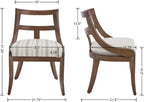LZAREAL Modern Farmhouse Dining Chairs Set of 4 Mid Century Upholstered Dining Chair with Wooden Curved Back Kitchen Chairs for Dining Room Restaurant Cafe, Brown Walnut Colored-Linen Khaki Stripe