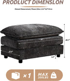 Chenille Upholstered Ottoman Footstool with Cushion for Sectional Sofa Couch 300lbs for Living Room,Apartment,Home Theater(Dark Grey)