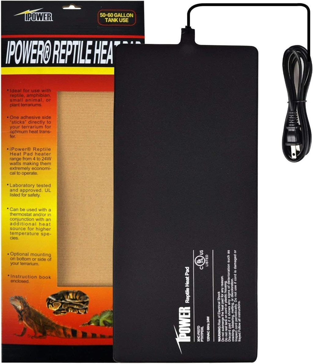 iPower 8 by 18-Inch 24W Reptile Heat Mat, Under Tank Warmer Terrarium Heat Pad for Turtles Lizards Frogs and Other Small Animals, Multi Sizes