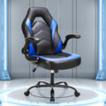 OLIXIS Computer Gaming Chair, Lumbar Support, PU Leather | 360° Swivel Wheels, Height Adjustable, Flip-up Armrest, Ergonomic Home Office Desk, Video Racing, Black and Blue