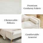 Chifee & Vingol 65.35" W Ottoman with Storage Bench for Bedroom End of Bed with Removable Pillows Upholstered Storage Ottoman Bench for Bedroom Living Room Hallway,Ivory