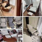 Rocking Chair with Side Bags, Adjustable Backrest Recliner Armchairs, Wide Accent Chair with Retractable Pedals, for Offices, Cafes, Reception Rooms