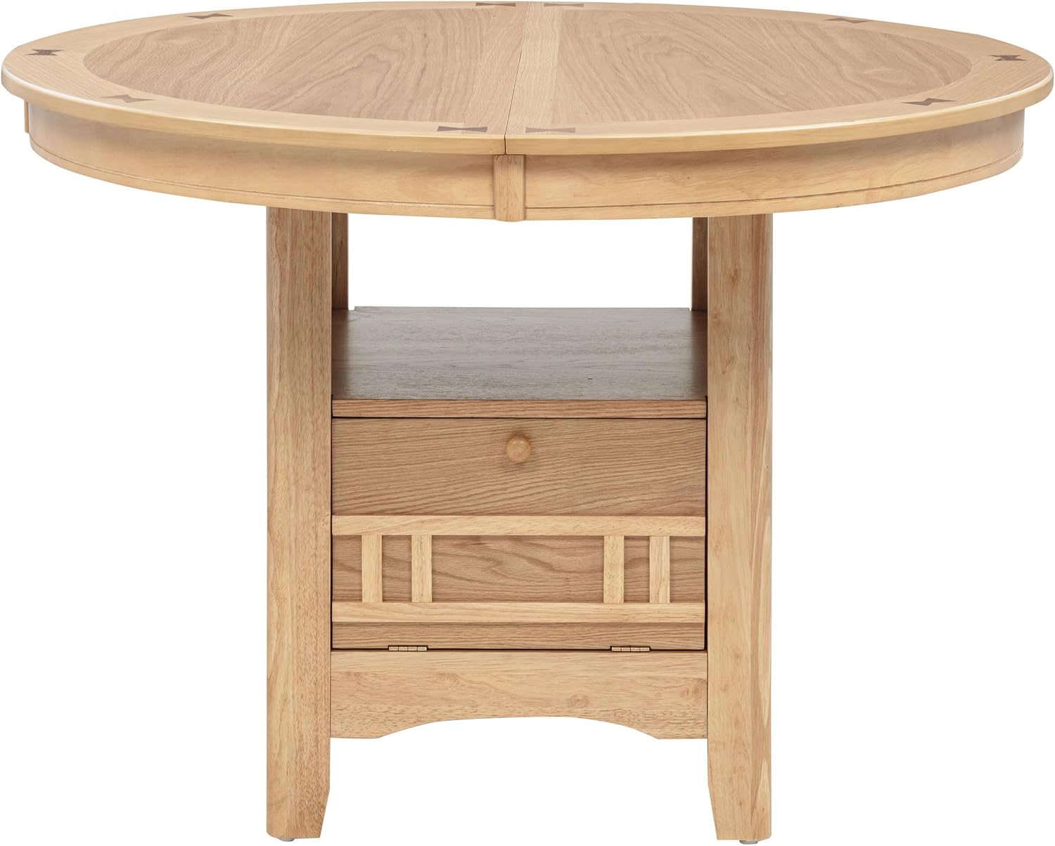 Coaster Home Furnishings - LAVON - Wood - Oval Extendable Dining Table with 18-Inch Extension Leaf, Storage Shelf & Closed Storage - Kitchen & Dining Room - 60-Inch - Light Oak - 106620