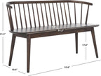 SAFAVIEH Furniture - Blanchard Spindle Bench - Dark Walnut - Solid Wood - Classic Windsor Design - Ideal for Entryway, Bedroom, Dining Room, 17.8" Seat Height (BCH8500G)