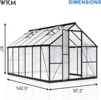 WKM 8x12 FT Greenhouse for Outdoors, Quick-fit Structure Green House with Window for Ventilation, Aluminum Greenhouse for Garden Backyard, Black