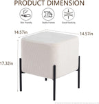 Get Set Modern Linen Ottoman Stool Vanity Stool Foot Rest Stool, Square Small Vanity Chair for Makeup Room, Footrest Stool with Metal Legs, Side Table Ottoman for Living Room, Bedroom, Walk-in Closet