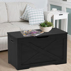 Timberer Storage Chest, Wooden Storage Bench, Entryway Shoes Bench with 2 Safety Hinges, for Living Room, Bedroom, 15.7 x 31.5 x 18.9 Inches, Black