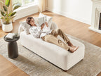 68.9" Chaise Lounge Chair Indoor with Left Facing, Chenille Beige | 2 Throw Pillows, Comfy Reading Chair, Oversized Upholstered Sleeper Chair for Living Room, Bedroom, Apartment