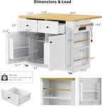 48" Kitchen Island with Drop Leaf, Power Outlet and Wheels | Drop Leaf Extension, Built-In Power Outlet, Rolling Wheels, 48 Inch Width, Kitchen Storage