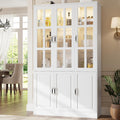 MEISSALIVVE 78.7" Kitchen Pantry Storage Cabinet with LED Lights, Tall Pantry Cabinet with Glass Doors, Kitchen Hutch Utility Pantry, White (47.2" W x 15.7" D)