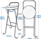 Folding Bar Stool (32inch/80cm)- Comfortable Padded Seat -Kitchen Counter Breakfast Bar Desk Stool Chair - Portable High Chair Stool for Picnic Garden Party (Color : Black B)