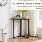 VECELO Corner Shelf, End Side Tables, Triangle Shelves with Metal Frame for Small Space, Living Room, Kitchen, Bathroom