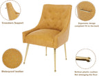 Dining Chairs Set of 4, Gold Leg Side Chair Faux Leather Vanity Mid-Century with Metal Legs Upholstered PU Leather Luxury Accent Chairs Living Room Restaurant