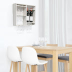 Elegant Designs HG1029-WWH 16.4" Wine & Dine Wooden Wall Mounted Wine Rack Shelf, Stemware Holder, for Dining Room, Bar, Kitchen, White Wash