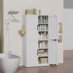 White Steel Kitchen Pantry Storage Cabinet with Adjustable Shelves Heavy Duty Metal Cabinet for Kitchens Bathrooms Living Rooms