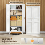 Yizosh Metal Storage Cabinet with 2 Doors and Adjustable Shelves - 61" White Kitchen Pantry Storage Tall Steel Cabinets Locker for Kitchen, Living Room, Dining Room
