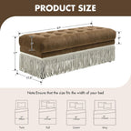 Hyfirm 47-Inch Chenille Ottoman Bench Vintage Tufted Fringe Design Brown | From bedroom dressing to living room lounging, this bench serves as an end-of-bed seat, sofa footrest, or entryway accent
