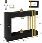 iPormis 42.5-Inch Console Table for Entryway, 2-Tier Sofa Table Behind Couch, Wood Entry Table with Storage & Metal Lines Base for Living Room, Hallway, Foyer, Black