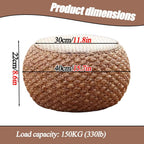 Round Ottoman Natural Seagrass Braided Poof Hand Weaving Round Ottomans Boho Footrest Stool for Home Living Room Bedroom Patio(22cm/8.6in)